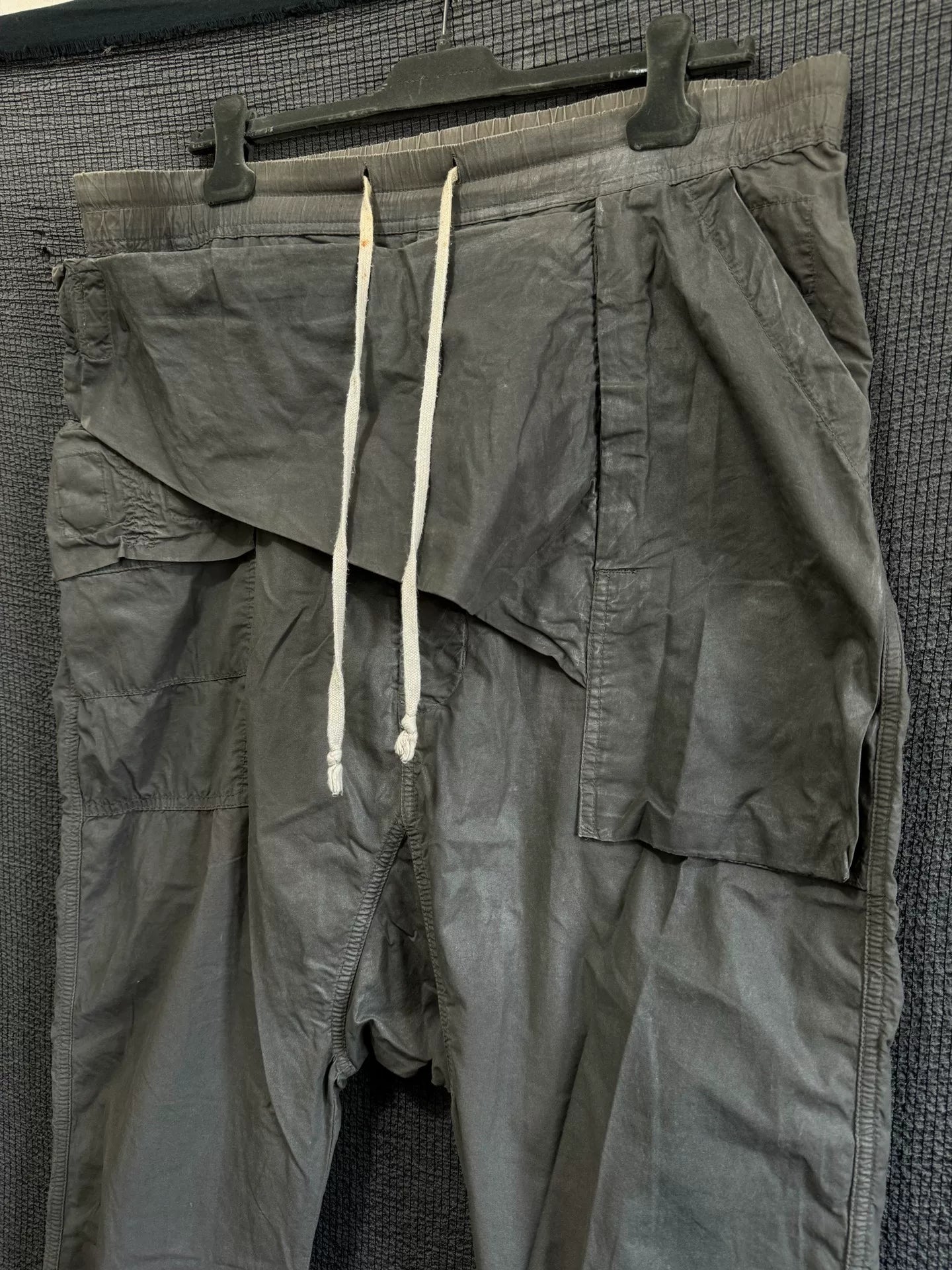 Rick Owens Gray Cargo Drop-Crotch Pants