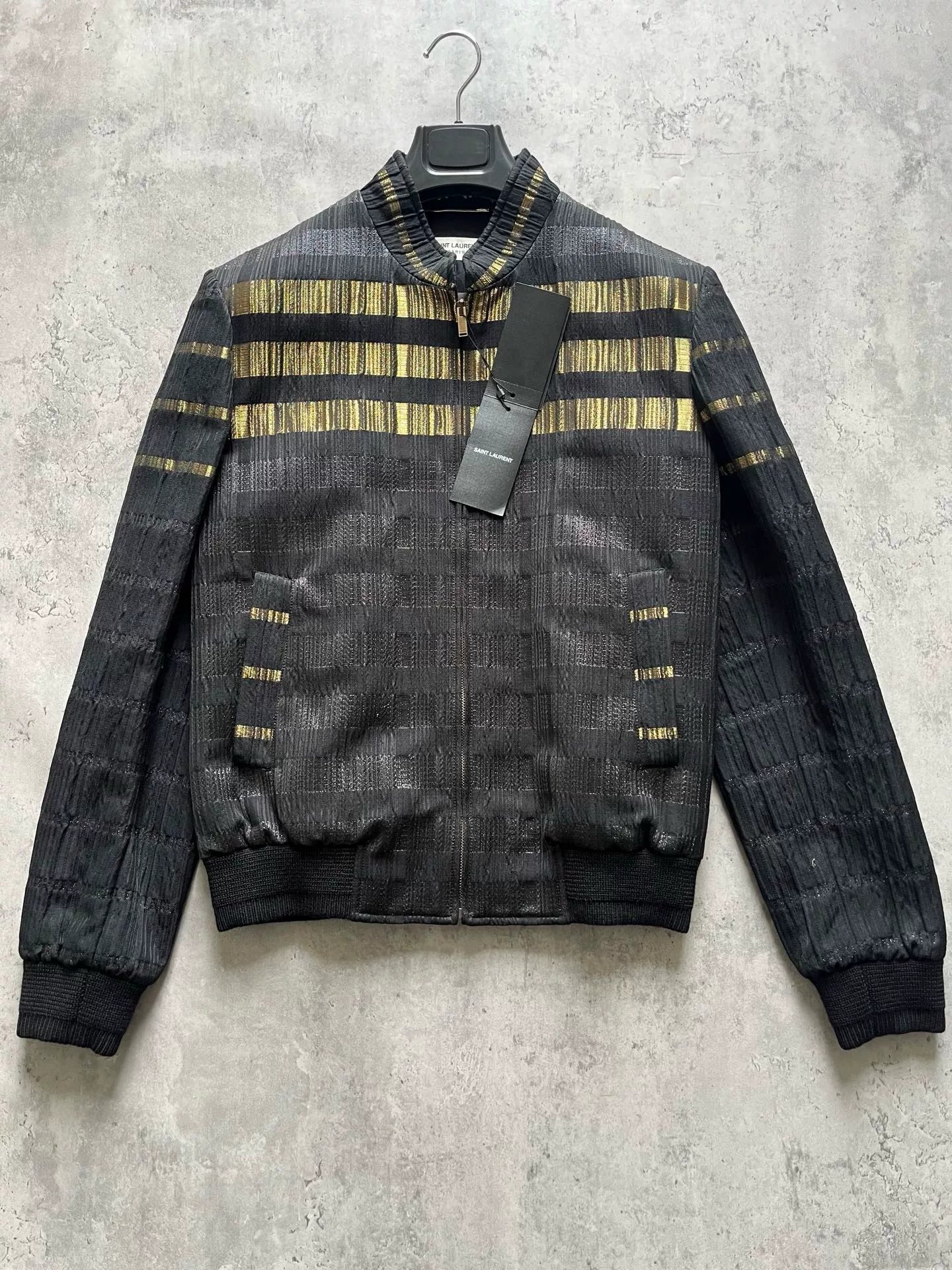 Saint Laurent Black Gold Baseball Jacket