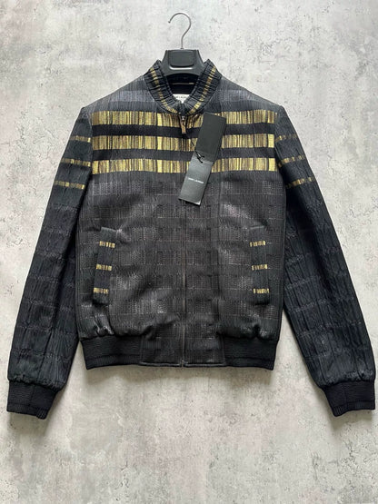 Saint Laurent Black Gold Baseball Jacket