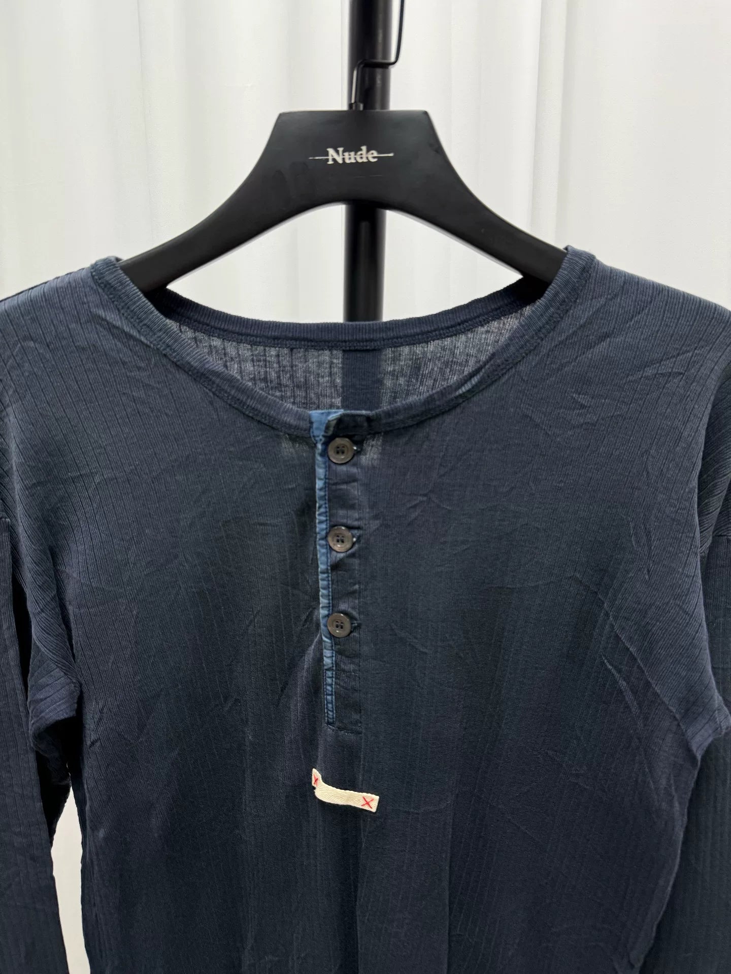 Maison Margiela Blue Henley Long Sleeve Shirt