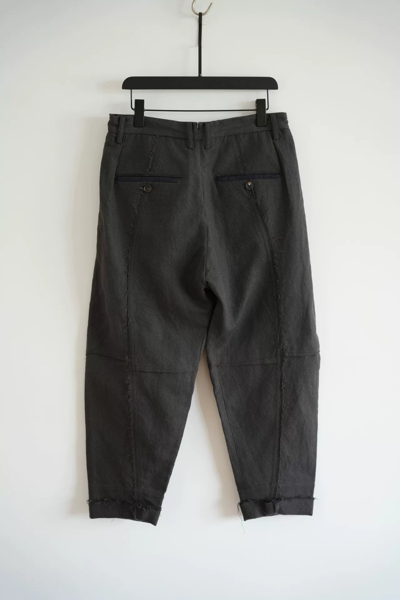 ziggy chen gray wool-linen cropped pants