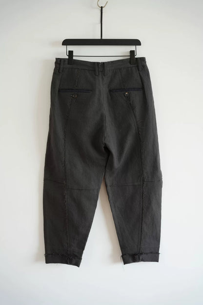 ziggy chen gray wool-linen cropped pants