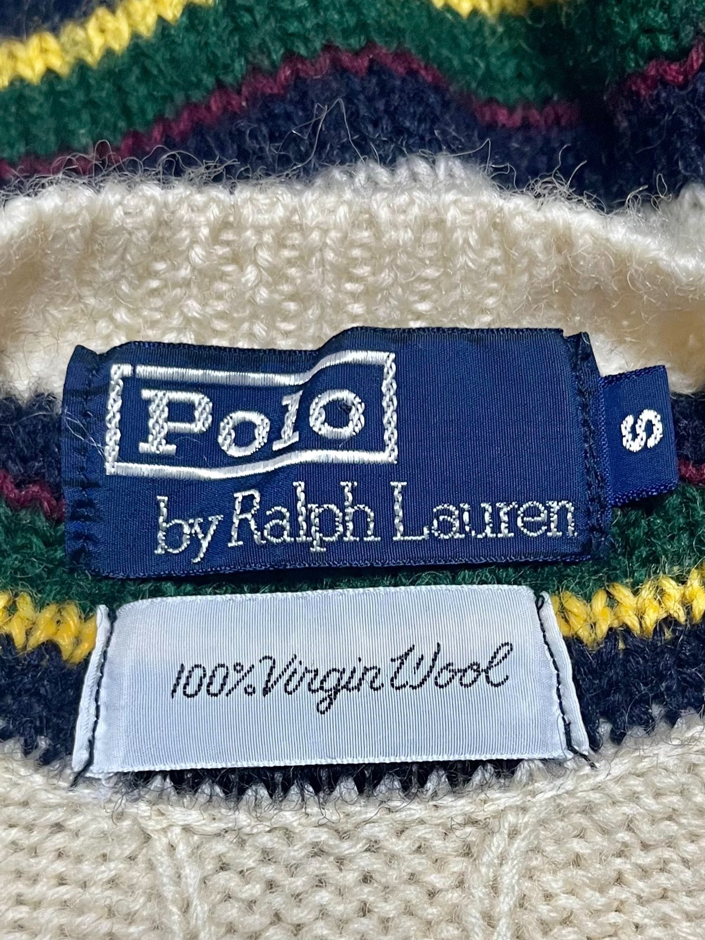 Polo Ralph Lauren Cream Striped V-neck Sweater