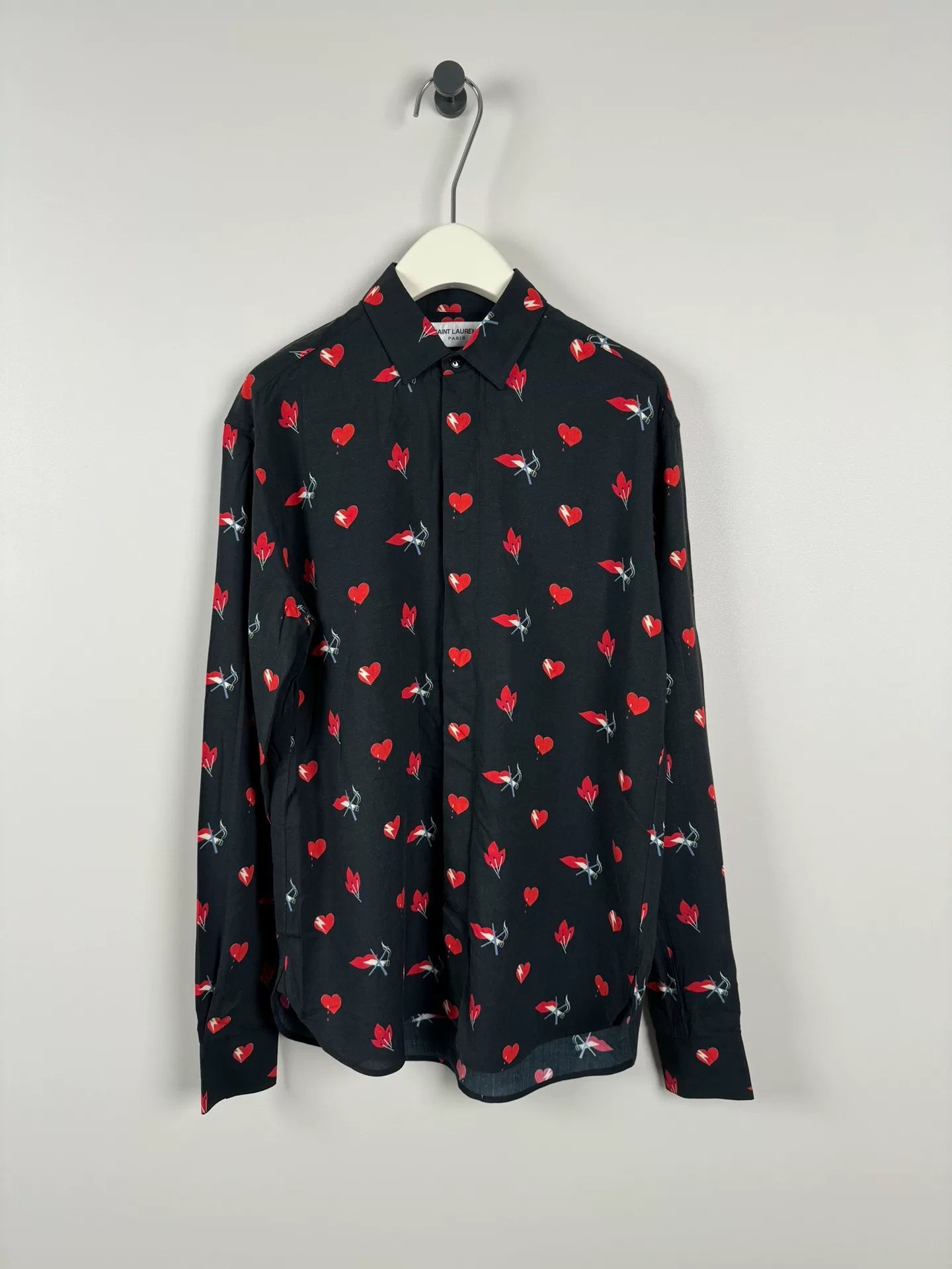 Saint Laurent Heart Print Silk Shirt