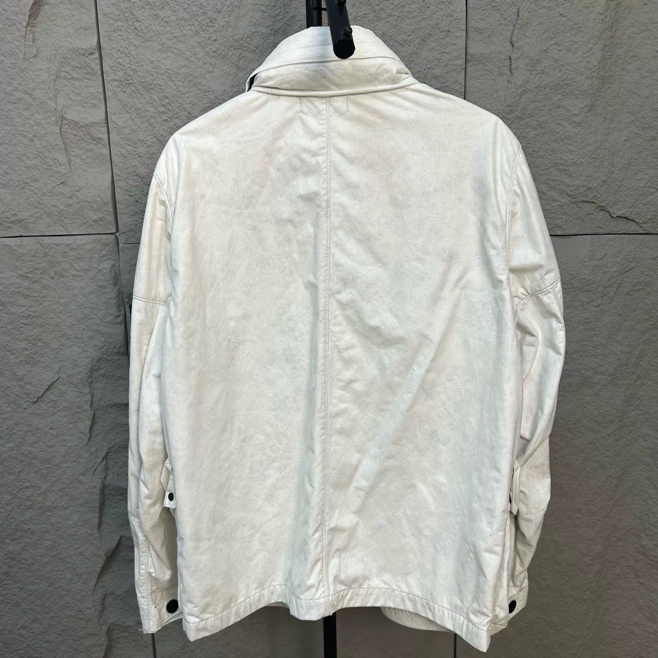 stone island white label jacket for outdoor use