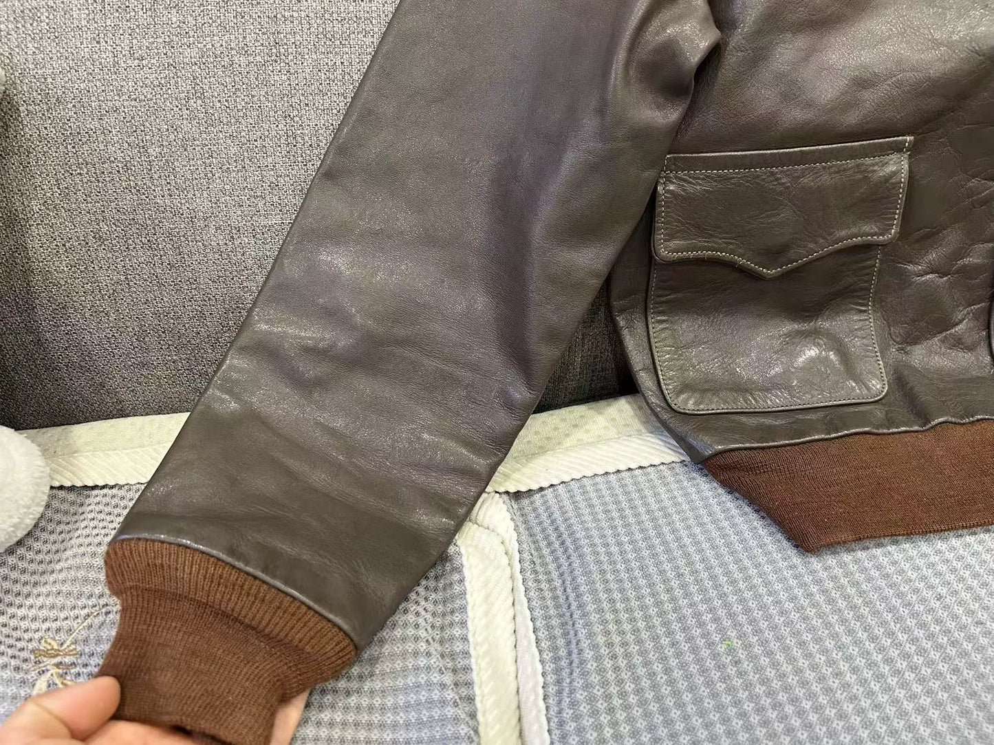 vintage brown leather flight jacket A2