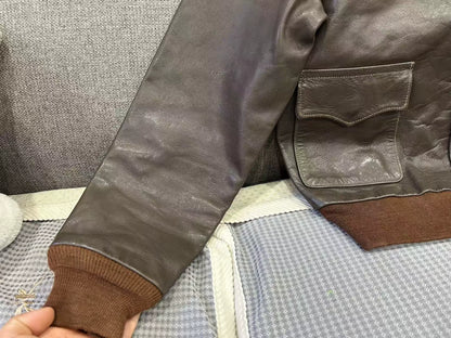 vintage brown leather flight jacket A2