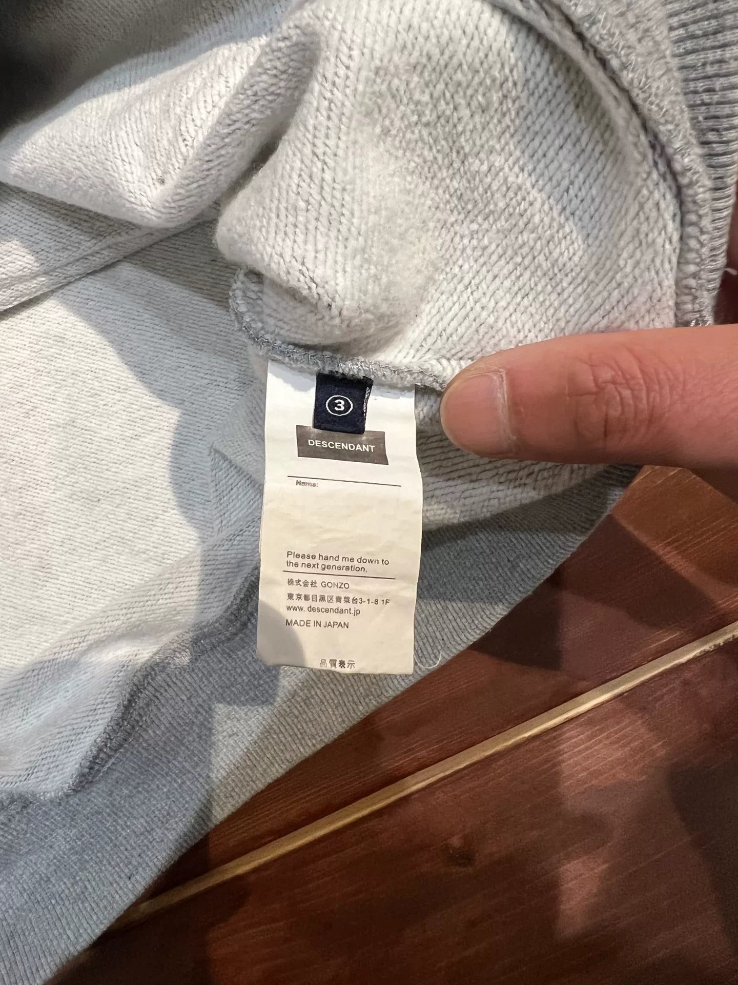 descendant embroidered logo gray hoodie