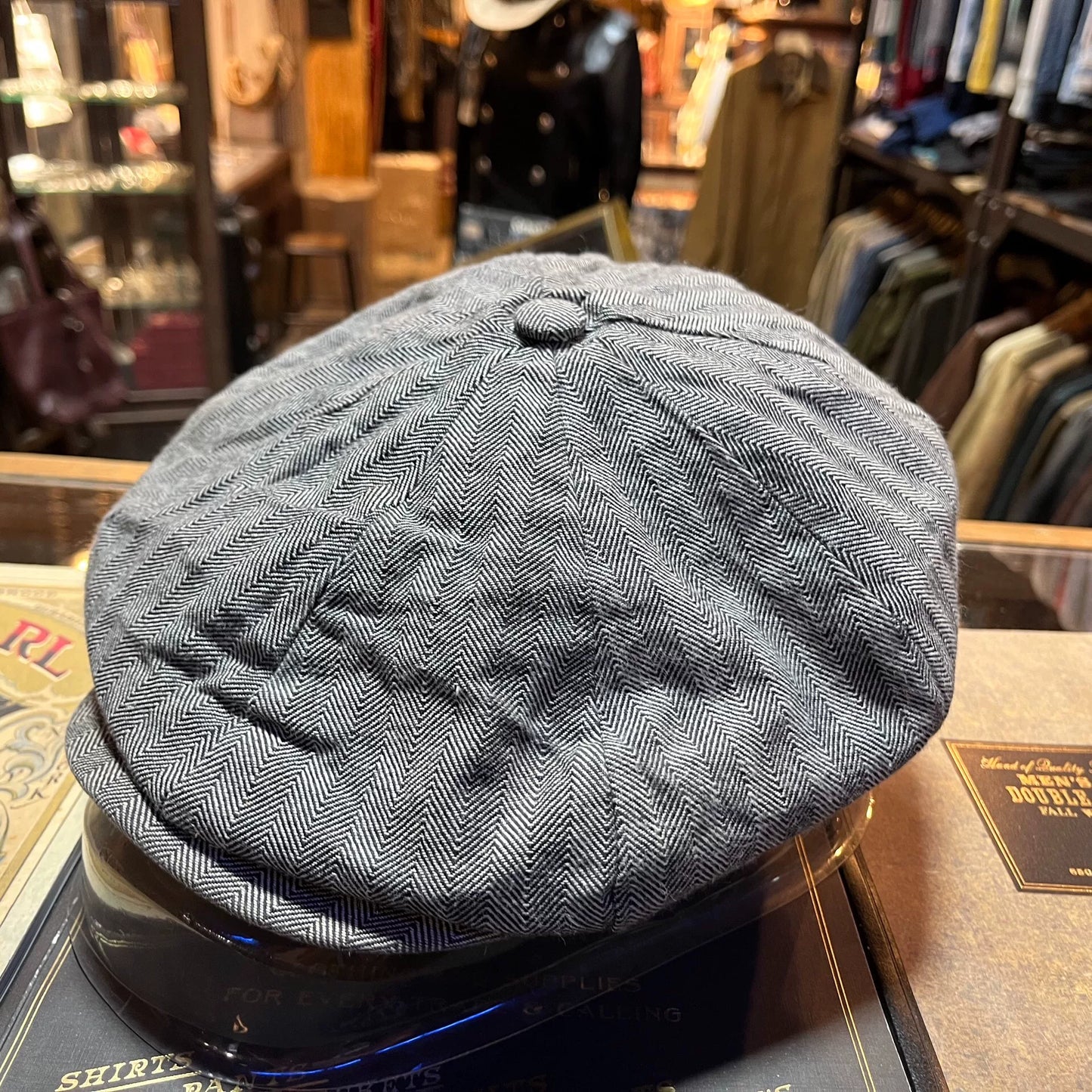 RRL Herringbone Newsboy Cap