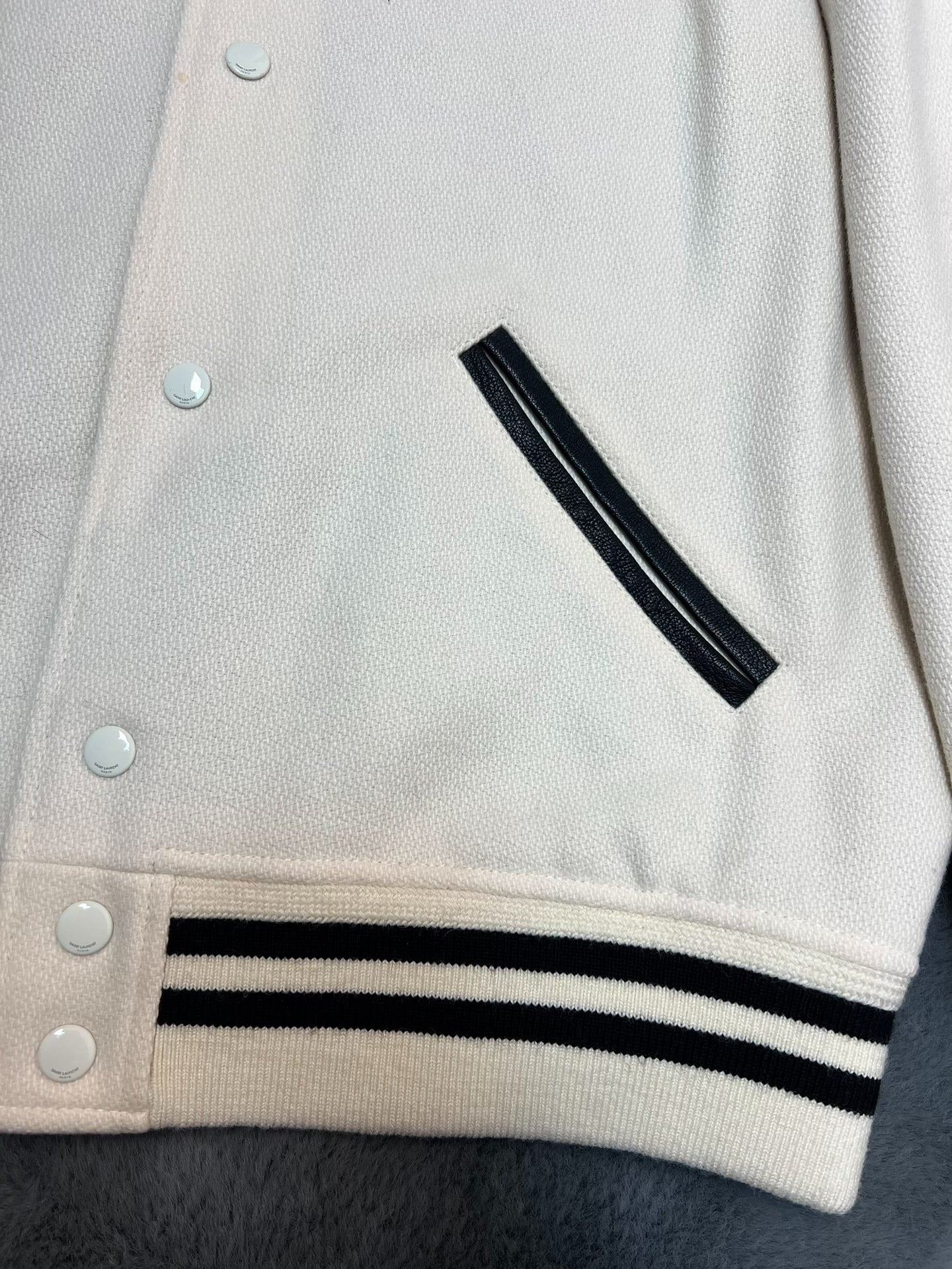 Saint Laurent Cream Varsity Jacket