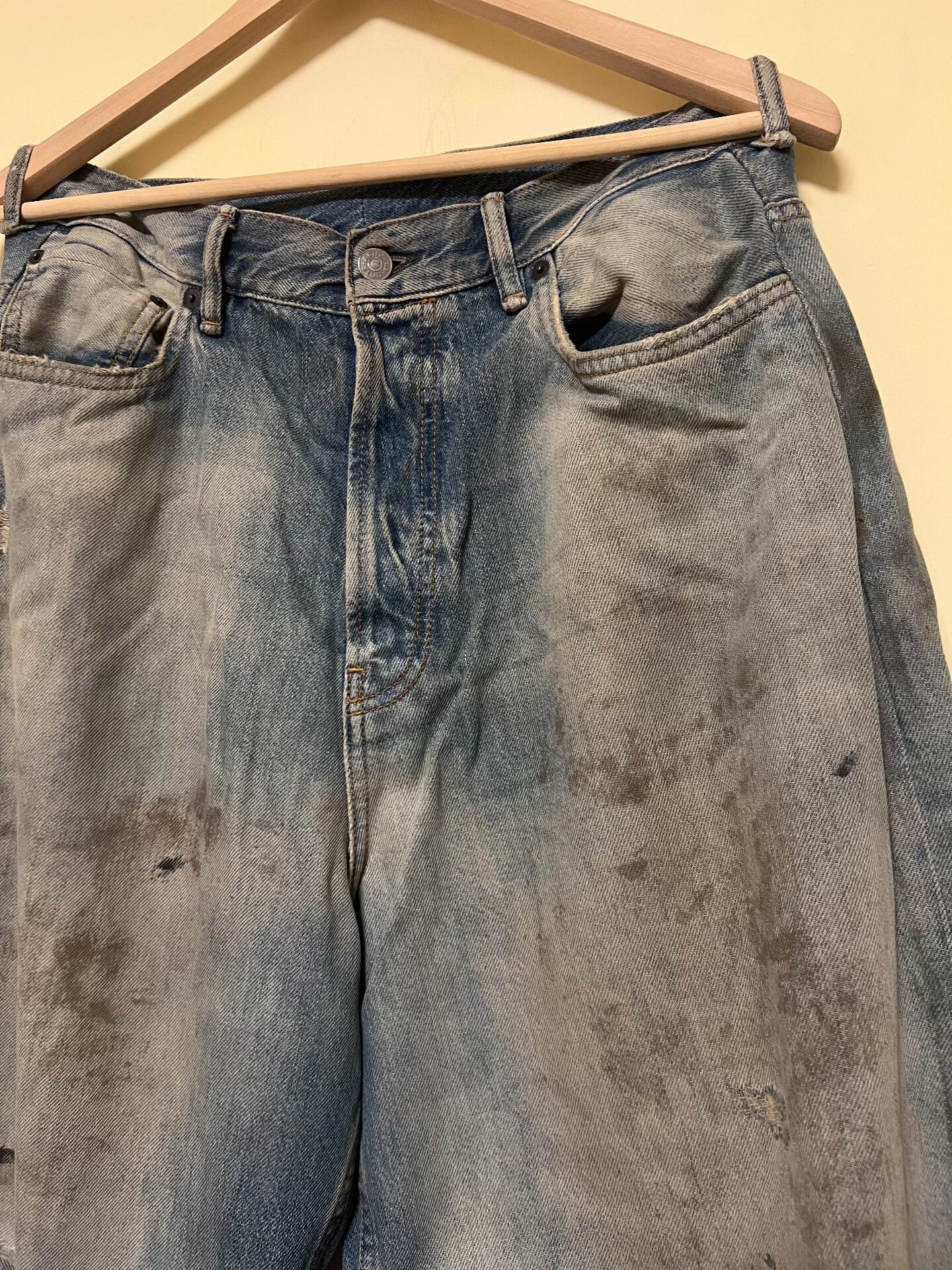 Acne Studios Distressed Denim Wide-Leg Pants