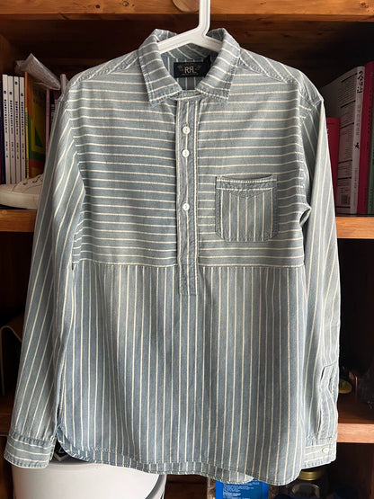 RRL Vintage Striped Blue Dye Pullover Shirt