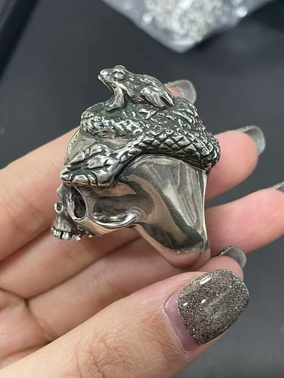 vivienne westwood skull ring with snake design
