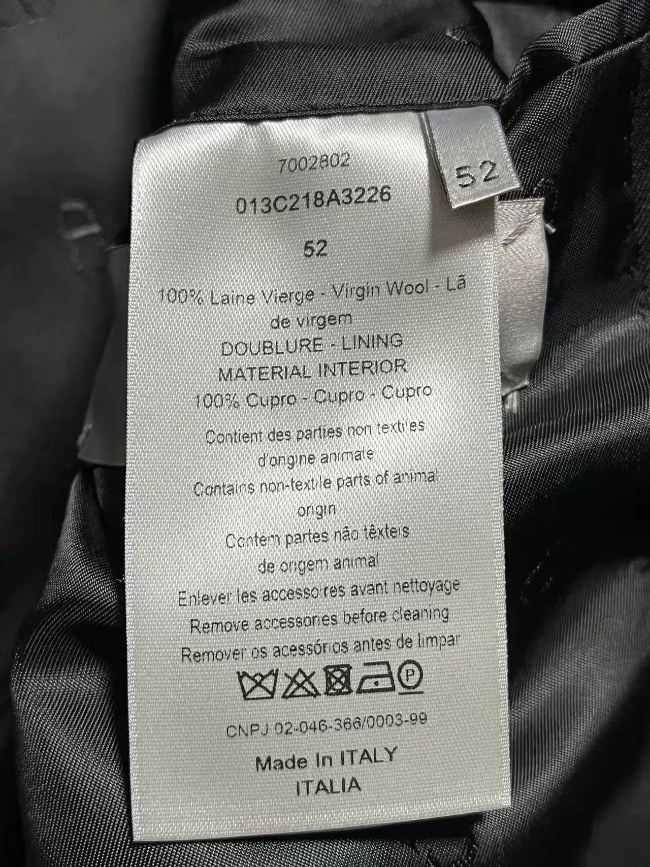 Dior Black Wool Suit with Bee Brooch