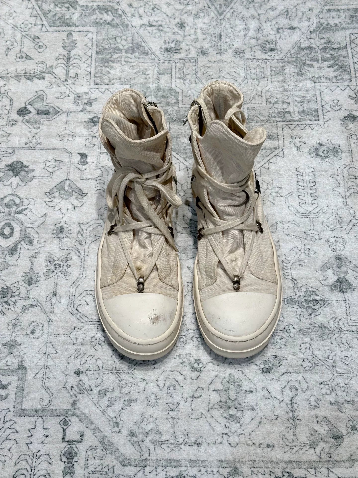 Rick Owens Canvas High-Top Sneakers