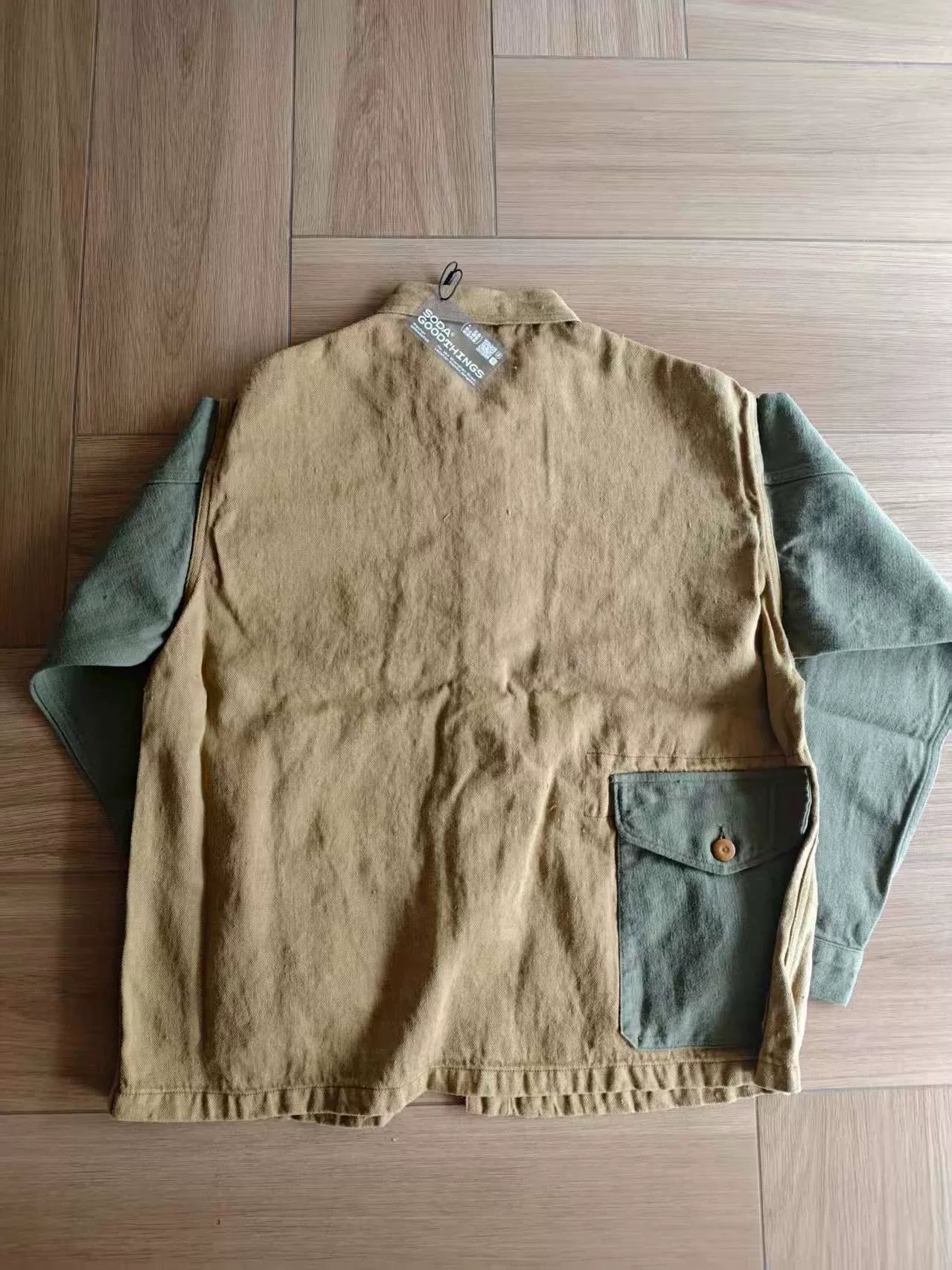 vintage military-style denim jacket