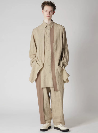 unique layered cotton-linen shirt by yohji yamamoto