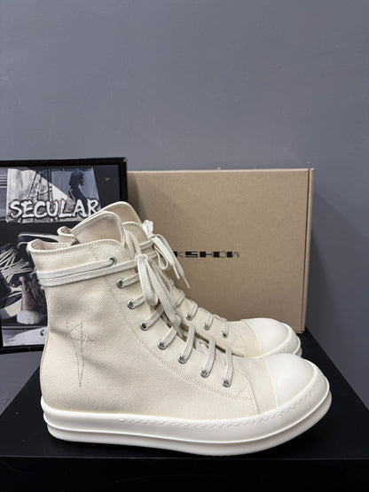 RickOwens Drkshdw White High-Top Canvas
