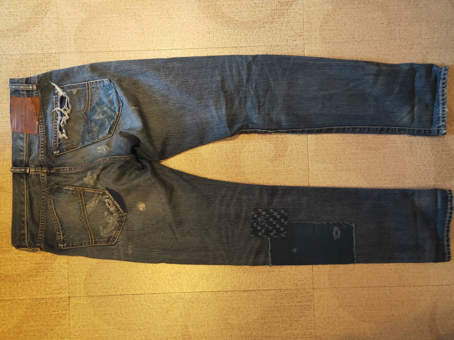 RRL Distressed Art Patch Jeans