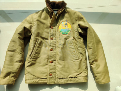 oversized u.s. navy deck jacket in beige