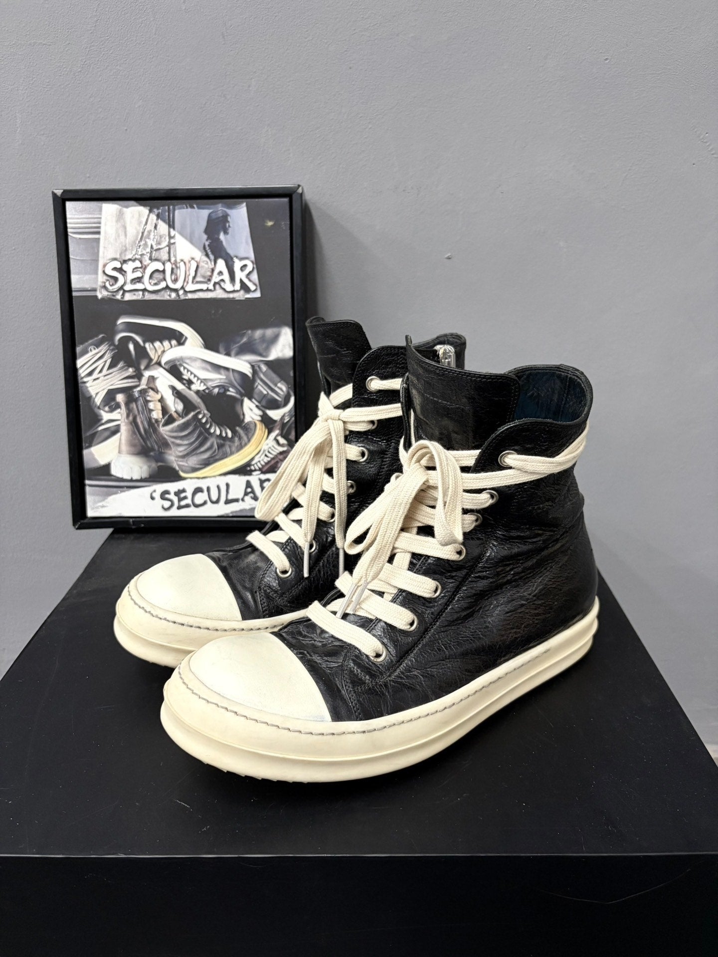 Rick Owens 17SS Limited Crinkled Leather High-Top