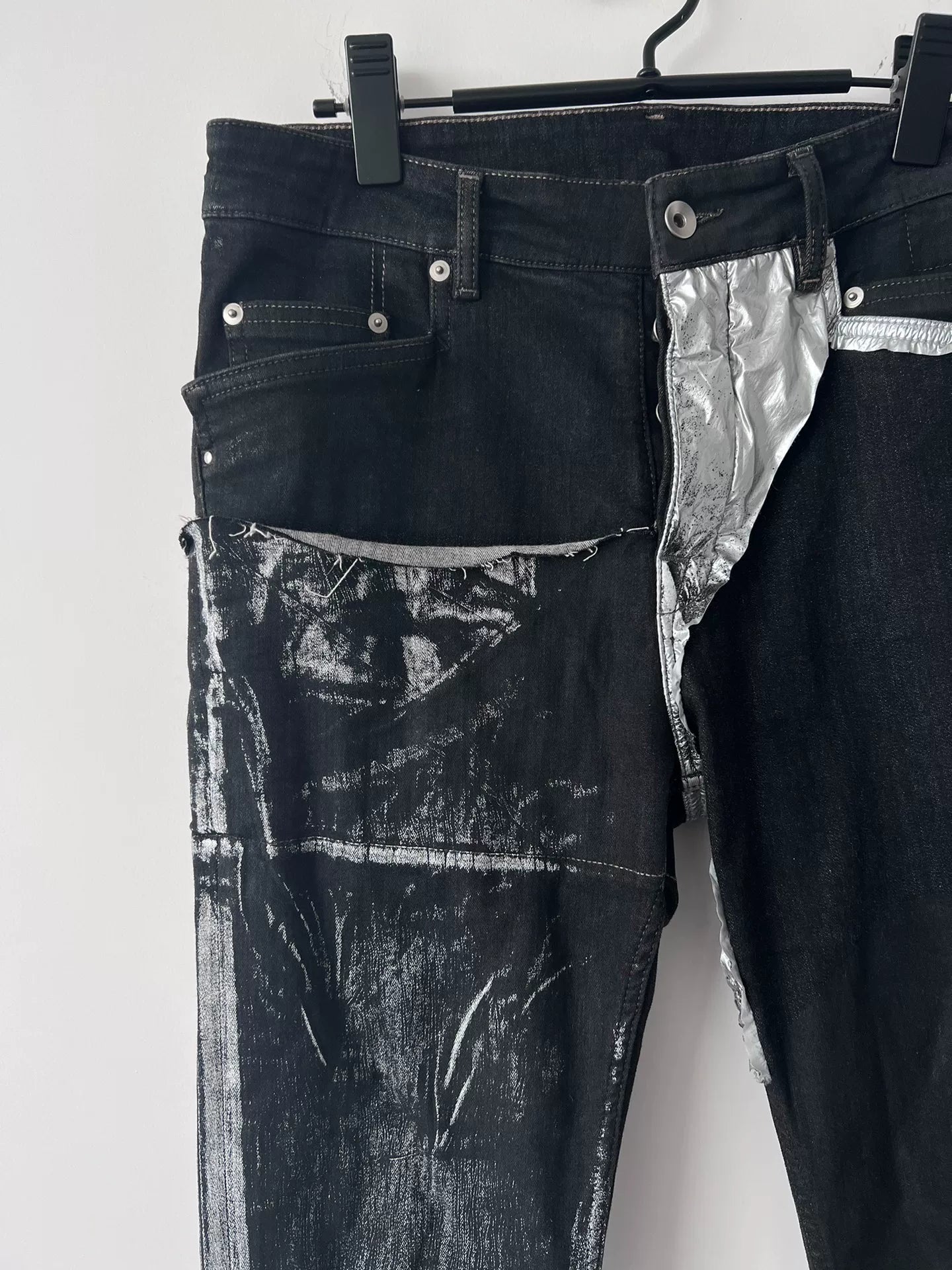 rick owens drkshdw patchwork denim pants