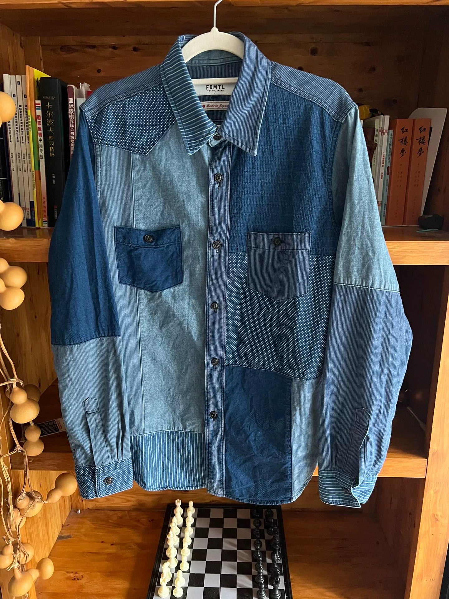 fdmtl patchwork denim shirt for men