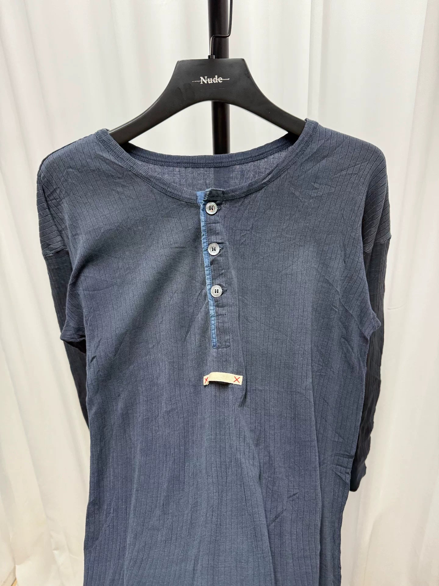 Maison Margiela Blue Henley Long Sleeve Shirt