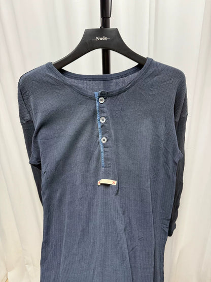 Maison Margiela Blue Henley Long Sleeve Shirt