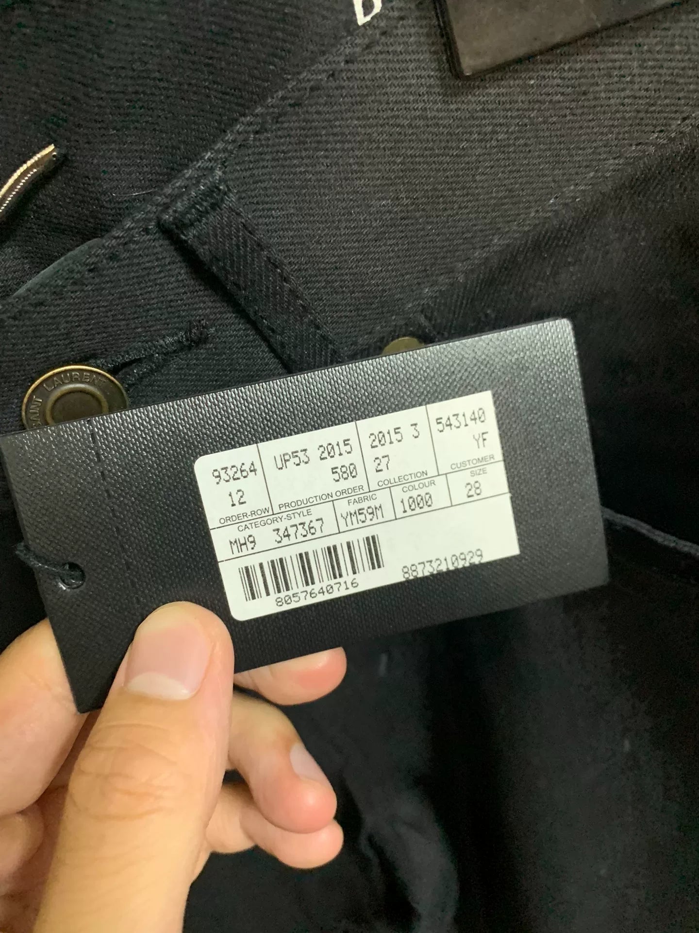 Saint Laurent Black Frayed Hem Jeans