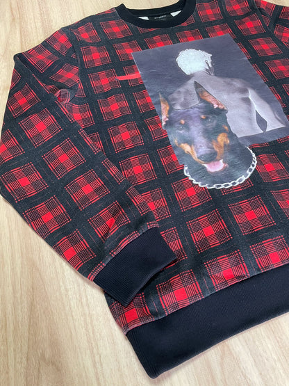 givenchy red plaid dog graphic sweatshirt