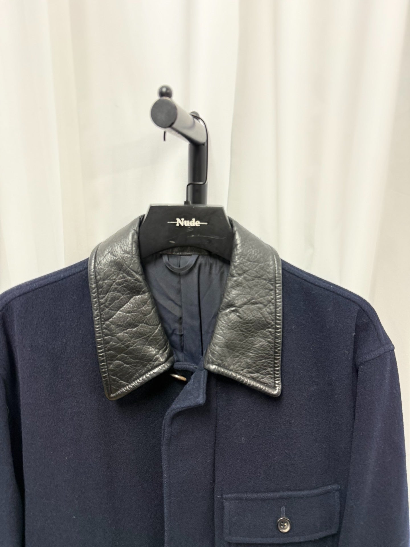 Comme des Garçons Homme 1991AW Leather Collar Wool Coat