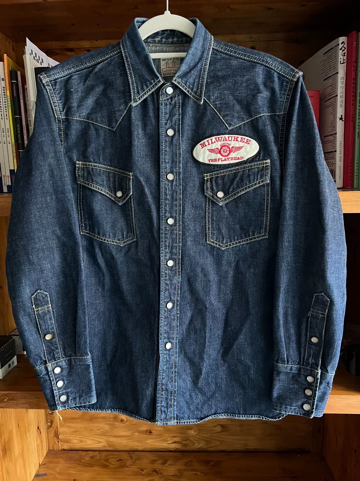 vintage western style denim button-up shirt