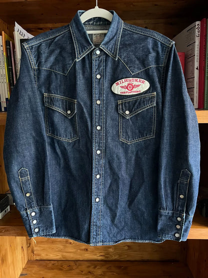 vintage western style denim button-up shirt