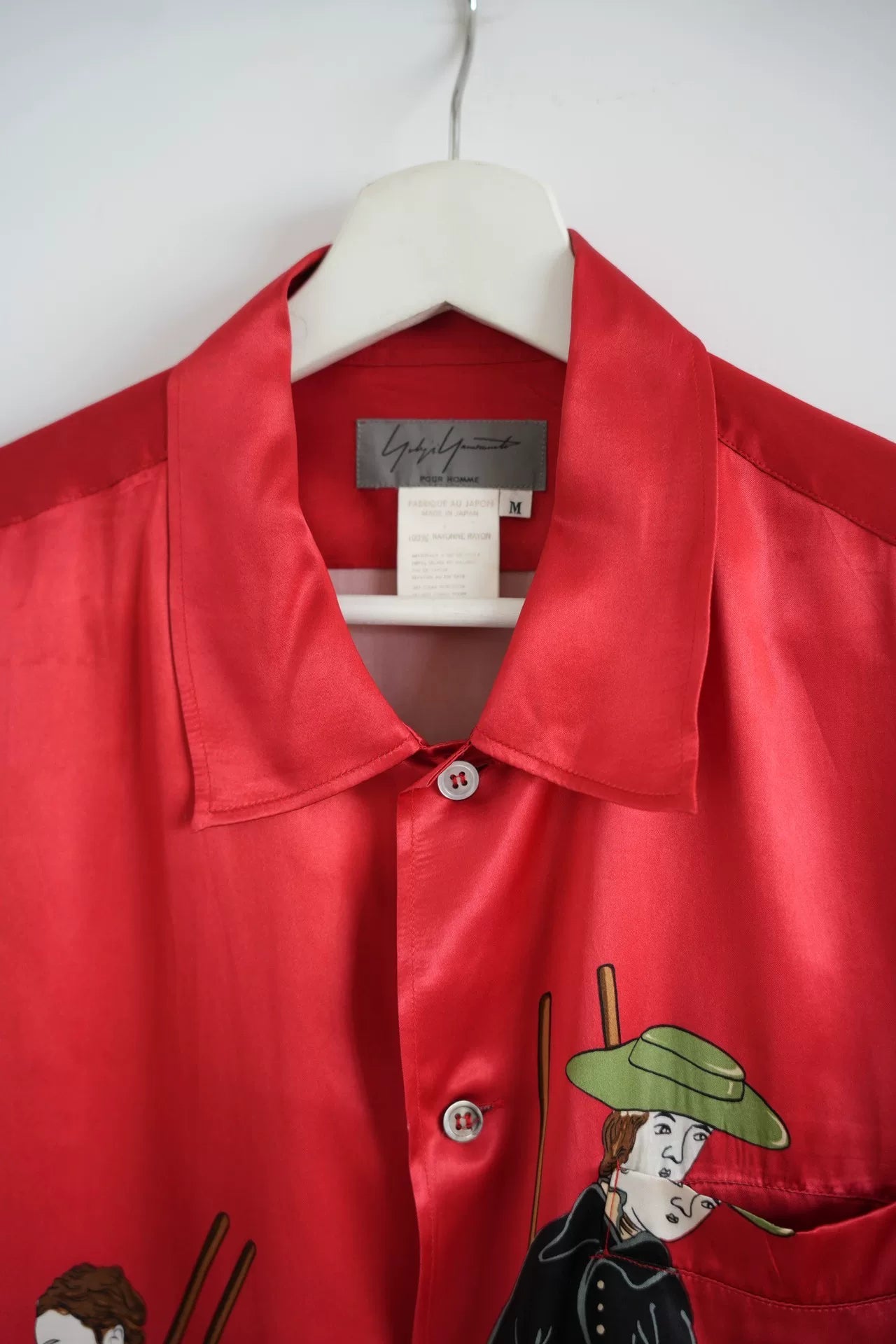 Yohji Yamamoto Red Silk Button-Up Shirt