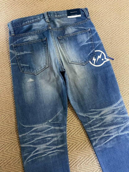 Vanquish Fragment Destroyed Cropped Jeans