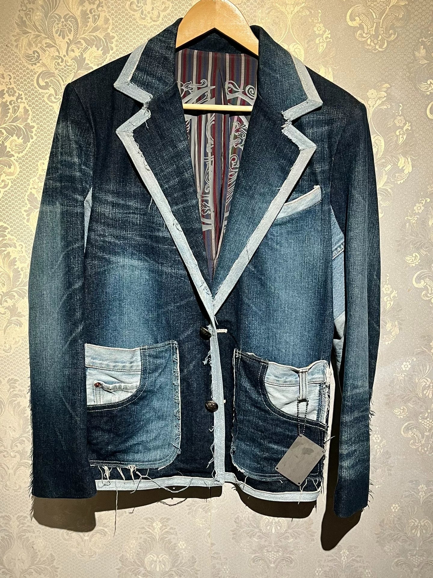 denim blazer with modern design features