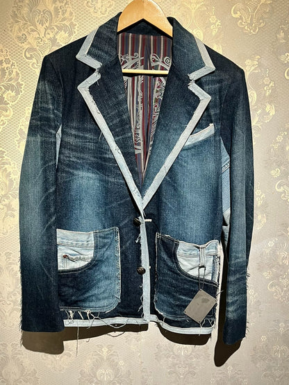 denim blazer with modern design features