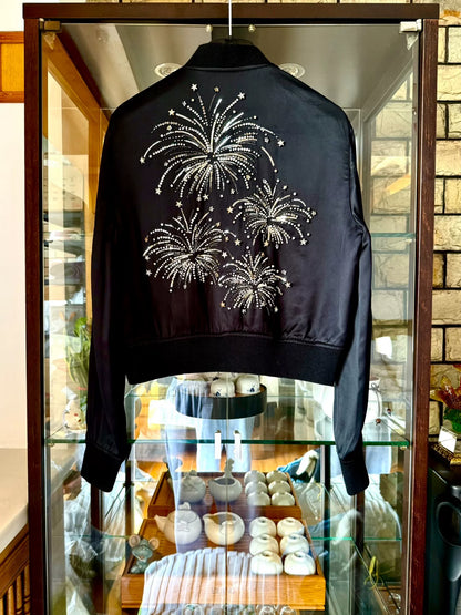 saint laurent black fireworks embroidered jacket