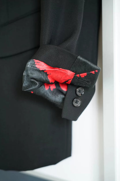 yohji yamamoto floral silk collar blazer