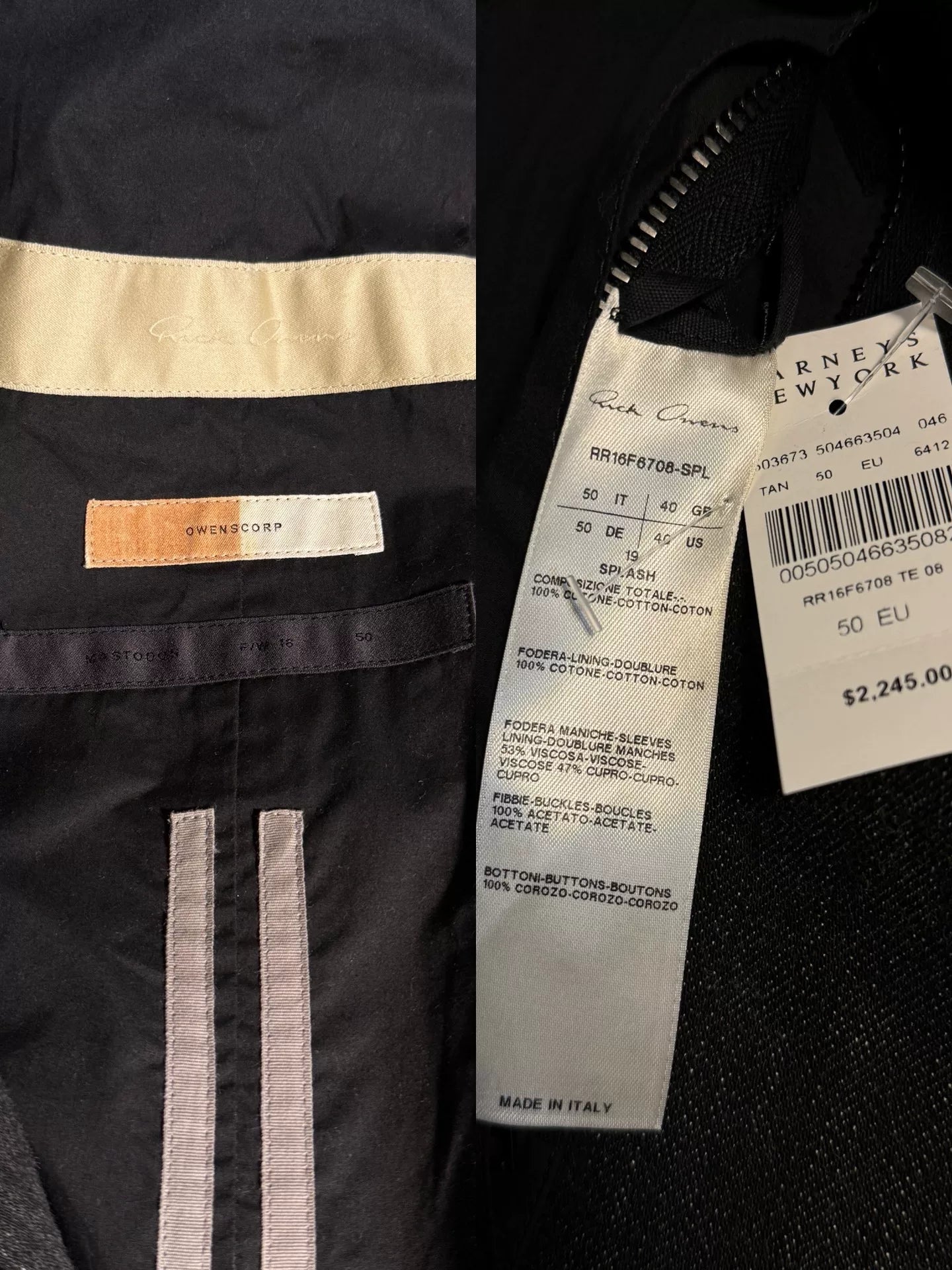 rick owens black paint splash trench coat