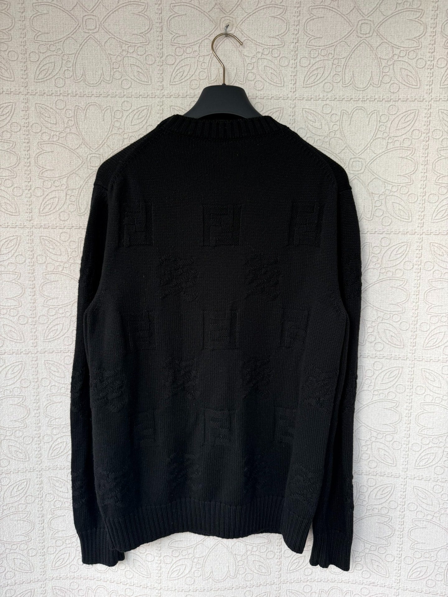 black Fendi wool sweater with logo print