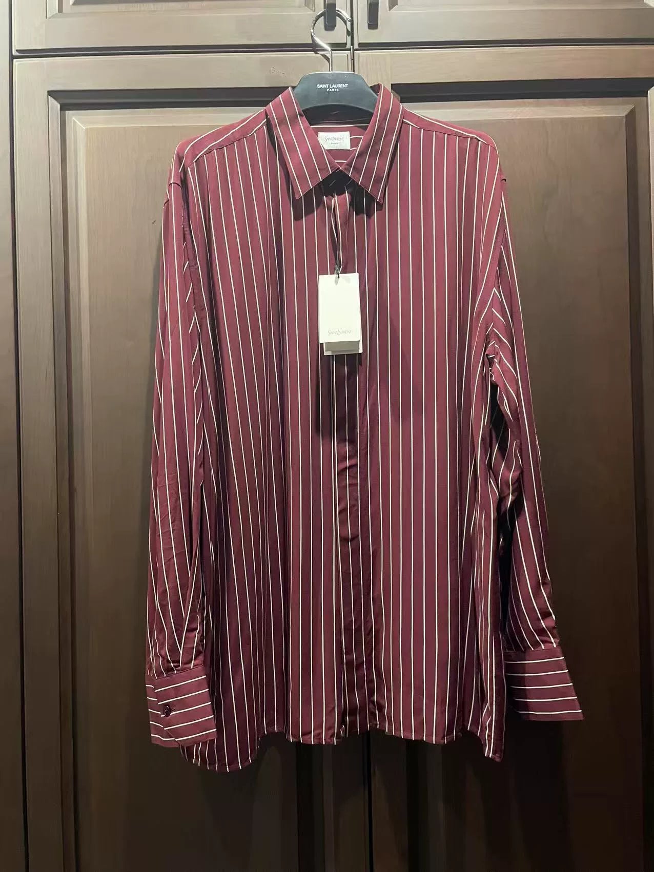 Saint Laurent Burgundy Striped Shirt