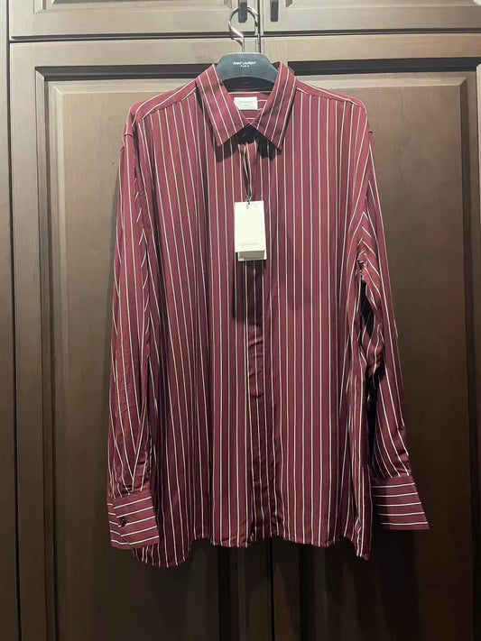 Saint Laurent Burgundy Striped Shirt