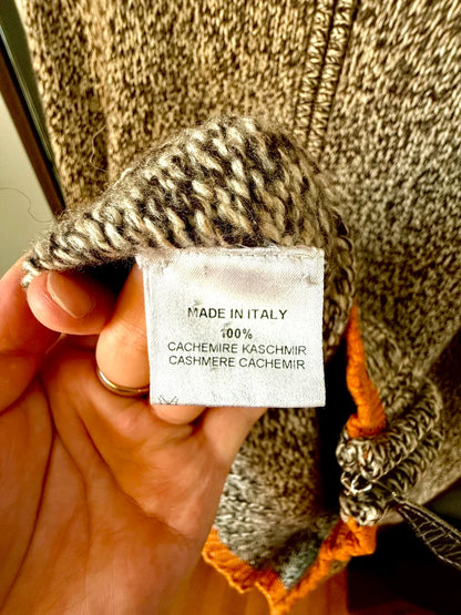 hermes gray orange cashmere high-neck sweater