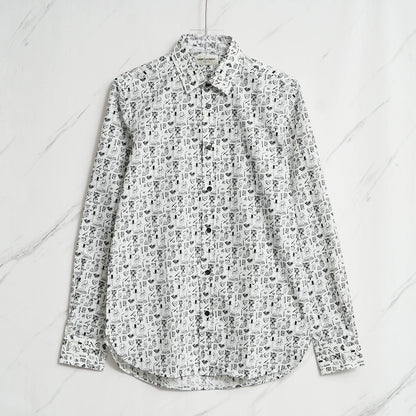 Saint Laurent Men's Graphic Print Cotton Shirt
