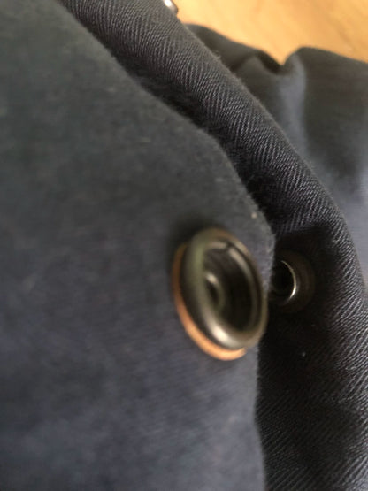 vintage blue work pants with unique details