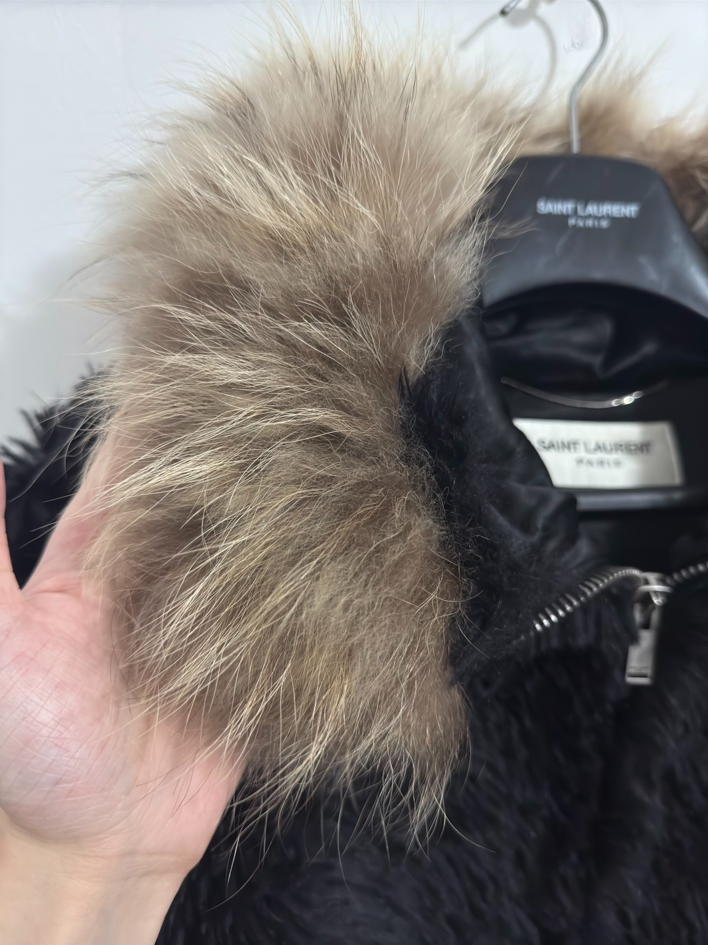 Saint Laurent 18FW Hooded Fur Coat