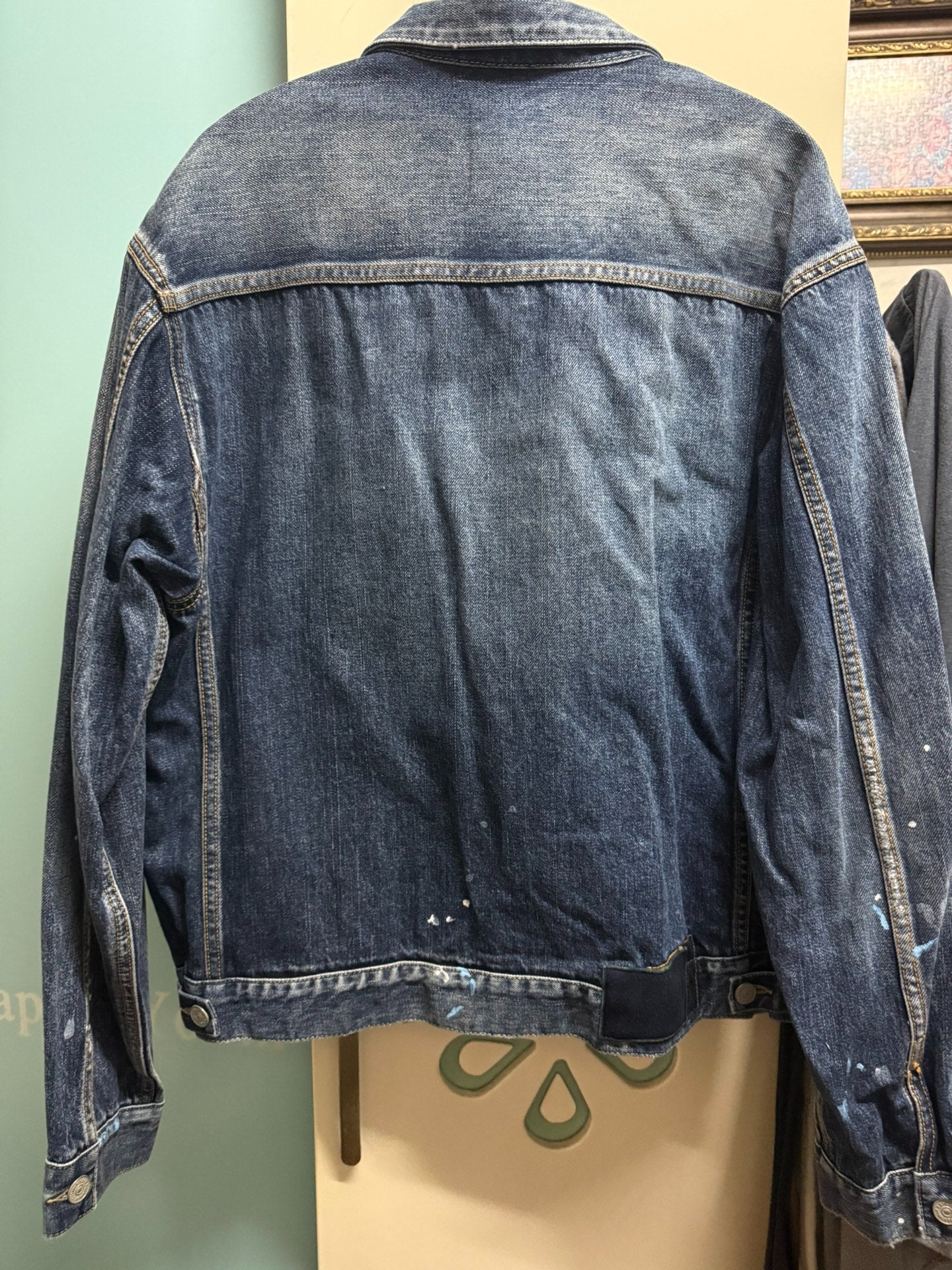 VISVIM Blue Denim Paint Splatter Jacket