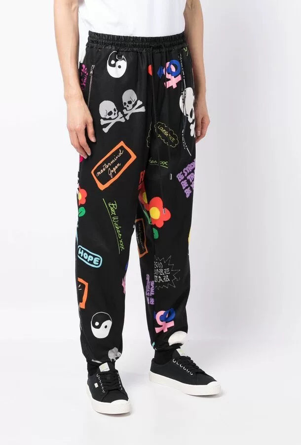 mastermind japan black base pants with graphics